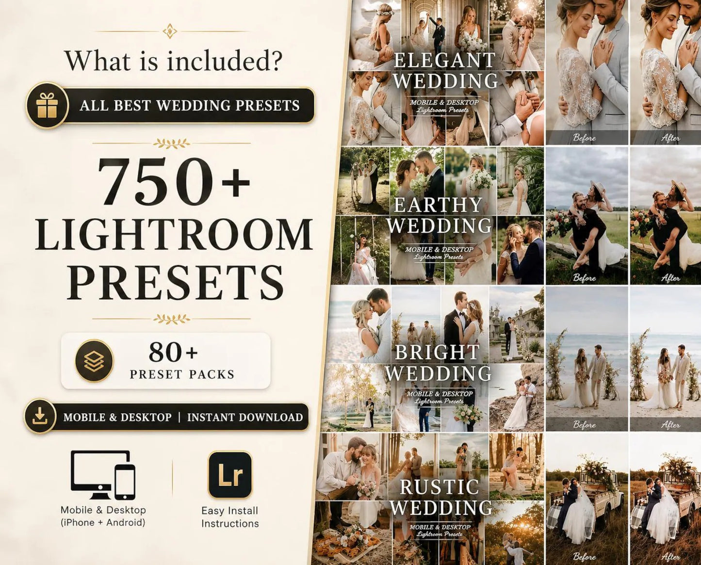 750+ WEDDING Presets, Lightroom Wedding Presets, Wedding Lightroom Presets Bundle, Preset, Mobile Presets, Creamy Preset, Desktop Presets,