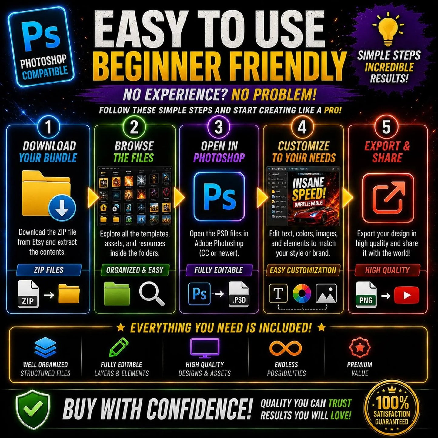 YouTube Thumbnail Bundle PSD Templates | 1600+ Editable Photoshop YouTube Thumbnails + 14,000 Asset Vault